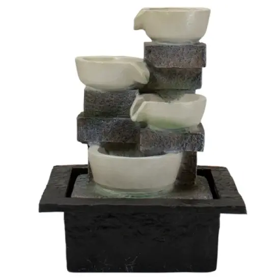 Northlight 11" LED Lighted Cascading 4-Tier Bowl Indoor Tabletop Water Fountain image {5}