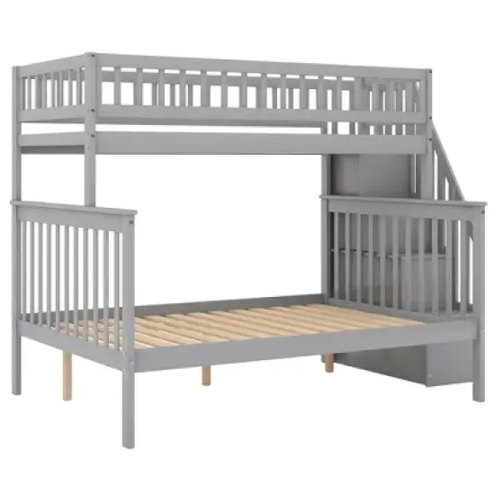 Twin over Full Stairway Bunk Bed with Storage-ModernLuxe image {3}