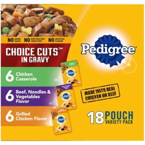 Pedigree Pouch Choice Cuts In Gravy Wet Dog Food - 3.5oz/18ct
 image {4}
