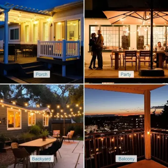 Itopfox 30ft Outdoor LED String Lights with 27 G40 Shatterproof Bulbs, Waterproof Connectable Globe Lights for Backyard, Balcony, Bistro, Party, Cafe image {5}