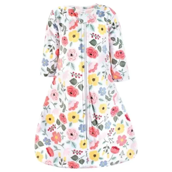 Hudson Baby Girls Long Sleeve Plush Faux Fur Sleeping Bag, Wearable Blanket, Modern Botanical image {2}