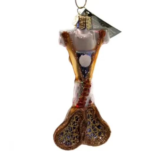 Old World Christmas Lacrosse Set  -  4.5 Inches -  Team Sport Speed Player  -  44067  -  Glass  -  Gold image {1}