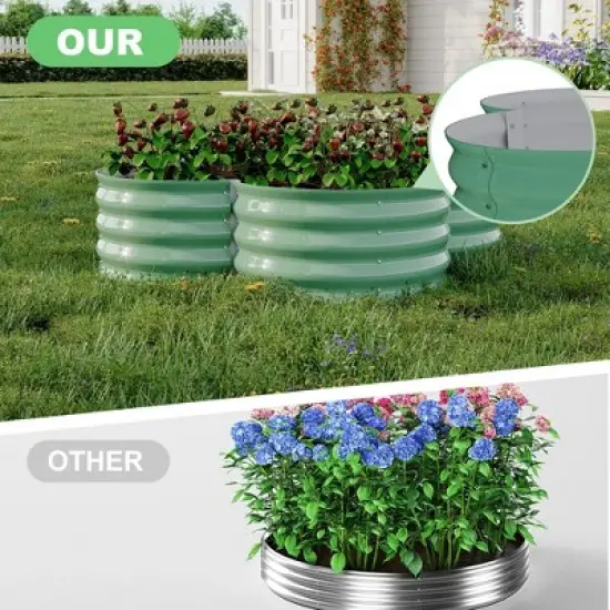 TROPOW 2-Pack Galvanized Raised Garden Bed, Outdoor Planter Box with Open Base for Herbs, Veggies & Flowers image {7}