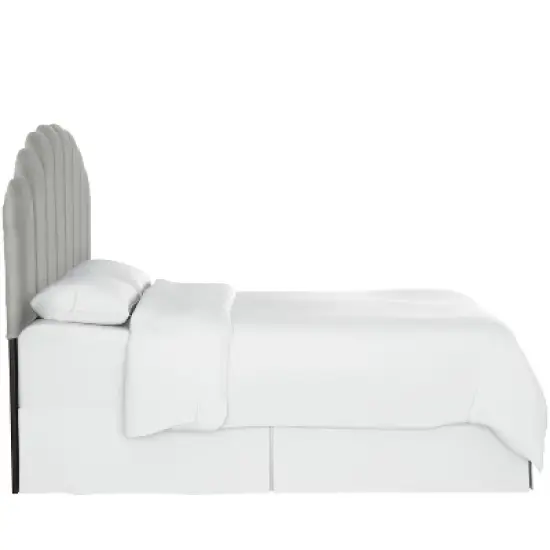King Emma Channel Seamed Shell Headboard in Faux Silk Silver - Skyline Furniture image {2}