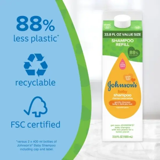 Johnson's Baby Gold Shampoo for Delicate Scalp & Skin - Refill Carton - 33.8 fl oz image {1}