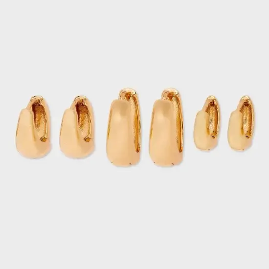 Huggie Hoop Earring Set 3pc - Universal Thread&trade; Gold image {3}