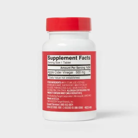 Apple Cider Vinegar Supplement Tablets - 60ct - up&up&trade; image {2}