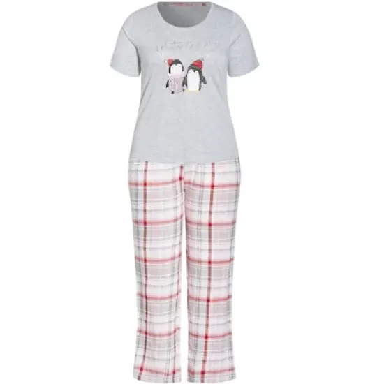 Women's Plus Size Check Sleep Set - grey | EVANS image {4}