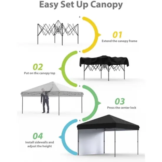 10'x10' Pop Up Canopy, Waterproof & UV-Resistant Outdoor Canopy with Center Lock and 1 Sidewalls, for Picnics, Camping, Beach, and Outdoor Gatherings image {1}