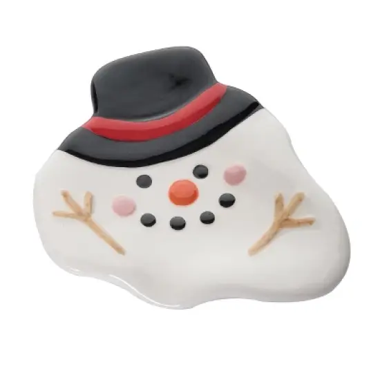Transpac Dolomite Melted Snowman Spoon Rest - Festive Christmas Kitchen Decor for Holiday Cooking and Serving image {5}