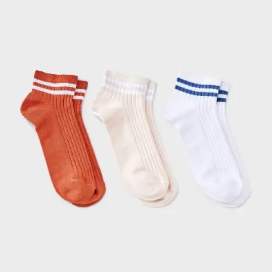 Women's Varsity Striped Ribbed 3pk Ankle Socks - Universal Thread&trade; 4-10 image {4}