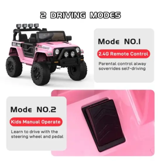 12V Kids Electric Ride-On Truck with One-Button Start, Remote Control, Dual Doors, LED Lights & Spring Suspension image {3}
