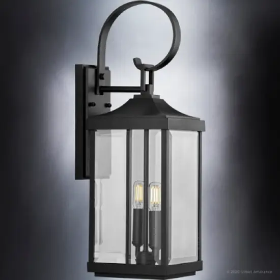 Urban Ambiance Luxury Transitional Outdoor Wall Sconce 21.75''H x 7''W,  Midnight Black Finish,  Calderdale Collection, UHP1403 image {3}