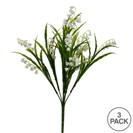 Vickerman 16" Artificial Lily of the Valley Bush, Set of 3 image {2}