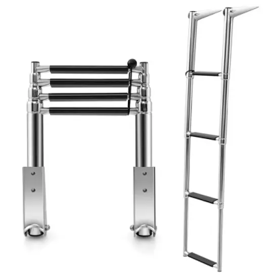 Costway 4-Step Telescoping Boat Ladder Folding Dock Ladder with Non-slip Steps image {10}