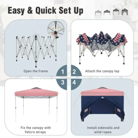 Captiva Designs 10&rsquo;x10&rsquo; Pop-Up Canopy Tent with Sidewalls &ndash; Easy Setup, Waterproof, and Ventilated for Outdoor Events and Parties image {3}