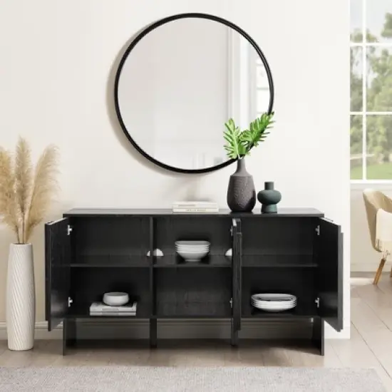 Modern Staggered Vertical Accent 3 Door Sideboard - Saracina Home image {5}