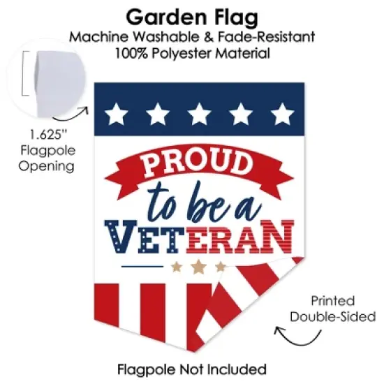Big Dot of Happiness Happy Veterans Day - Outdoor Home Decorations - Double-Sided Patriotic Garden Flag - 12 x 15.25 inches image {2}