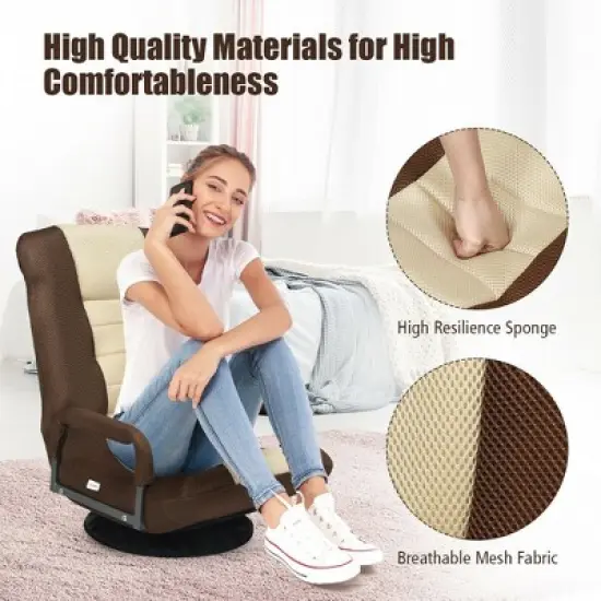 360-Degree Swivel Gaming Floor Chair with Foldable Adjustable Backrest image {6}