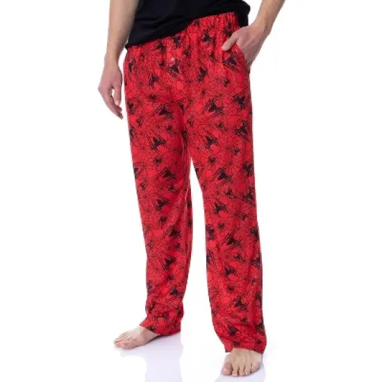 Marvel Comics Mens' Spider-Man Logo Icon Tossed Print Sleep Pajama Set Multicolored image {2}