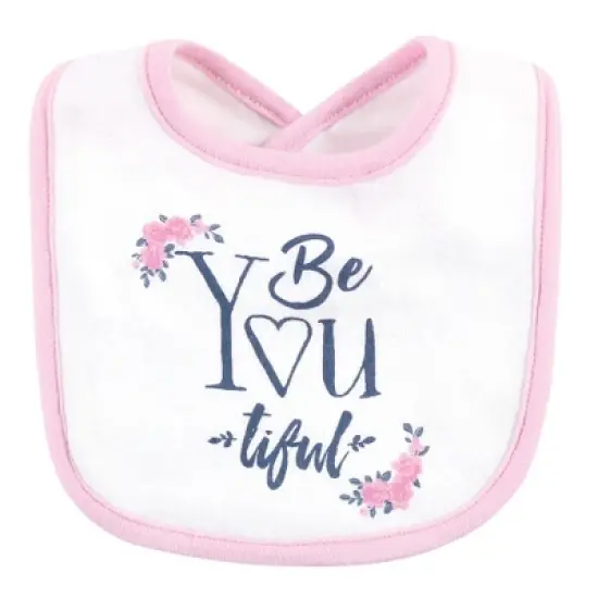 Hudson Baby Infant Girl Cotton Bib and Headband or Caps Set 8pk, Beyoutiful, One Size image {6}