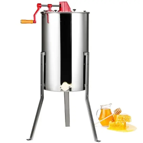 VEVOR Manual Honey Extractor, 3 Frames Honey Spinner Extractor, Stainless Steel Beekeeping Extraction, Honeycomb Drum Spinner with Lid image {8}