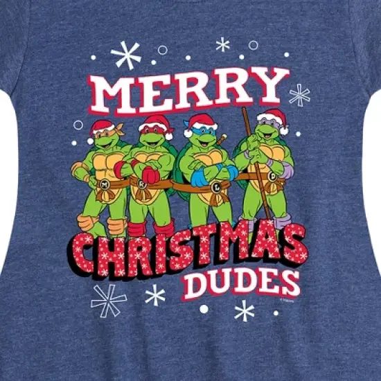 Girls' - Teenage Mutant Ninja Turtles - Merry Christmas Dude Fit & Flair Cap Sleeve Graphic Dress image {1}