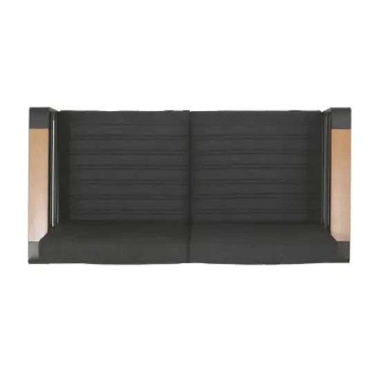 GDFStudio Neffs Outdoor Aluminum Loveseat with Cushions, Dark Gray/Natural/Black image {5}