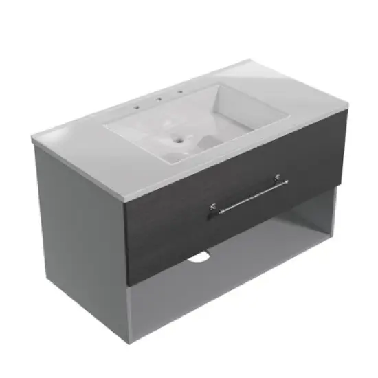 Hyleory 36 inch Single Bathroom Vanity with Resin Sink One Drawer and Towel Rack image {8}