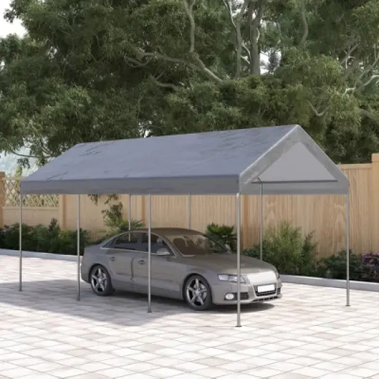 Outsunny 10' x 20' Carport, Portable Garage & Patio Canopy Tent, Adjustable Height, Anti-UV Cover for Car, Truck, Boat, Catering, Wedding image {2}