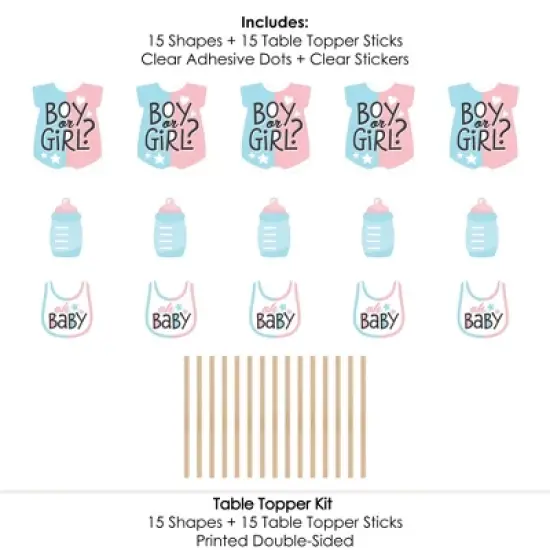 Big Dot of Happiness Baby Gender Reveal - Team Boy or Girl Party Centerpiece Sticks - Table Toppers - Set of 15 image {4}