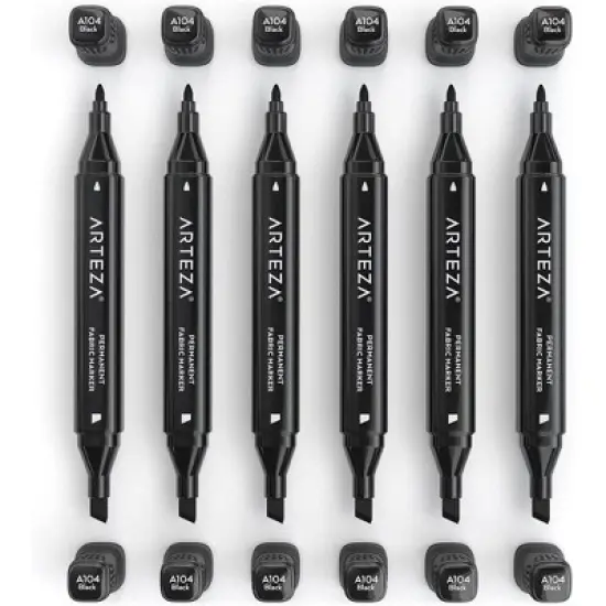 Arteza Fabric Markers, Black - 6 Pack image {1}