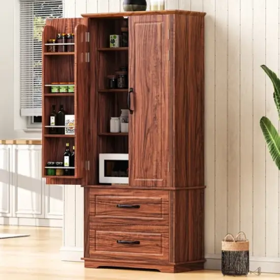 71" Tall Kitchen Pantry Cabinet, Freestanding Cupboard Storage Cabinet with 2 Drawers, Kitchen Hutch Cabinet for Living Room Hallway Bathroom image {8}