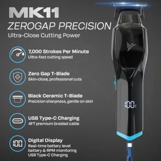 HUMMINGBIRD&trade; Pro Series Hair Clippers and Trimmer Set &ndash; 9000 RPM Magnetic Motor, Zero-Gapped, Cordless USB-C Rechargeable, Carry Case, Pro Barber Kit image {2}