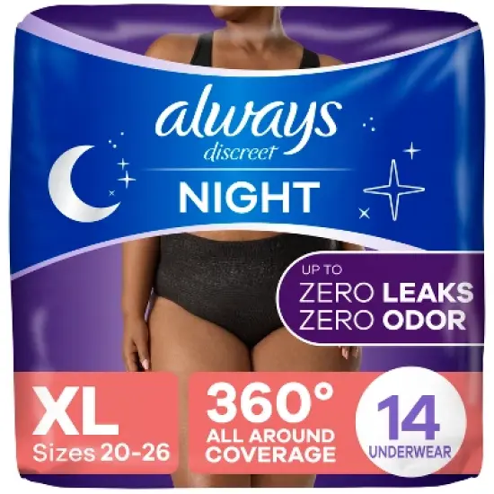 Always Discreet Night Black Women's Incontinence Underwear - Maximum - XL - 14ct image {10}