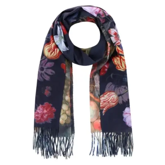 The Magic Scarf Company Women's Reversible Sueded Floral Art Print Button Shawl image {4}