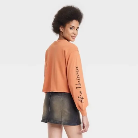Women's Afro Unicorn 3 Character Graphic Sweatshirt - Rust image {1}