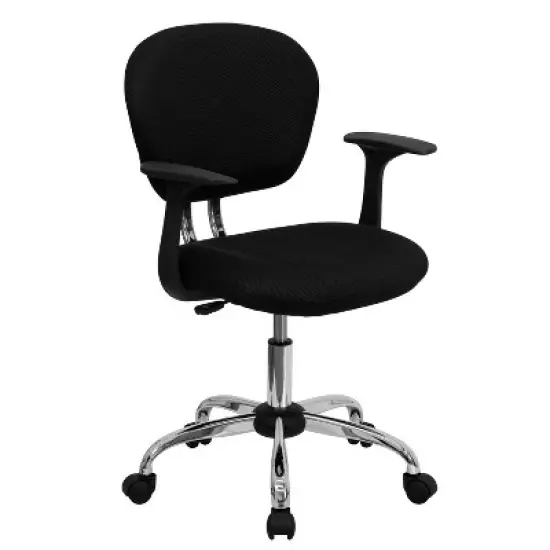 Emma and Oliver Mid-Back Mesh Padded Swivel Task Office Chair with Chrome Base and Arms image {8}