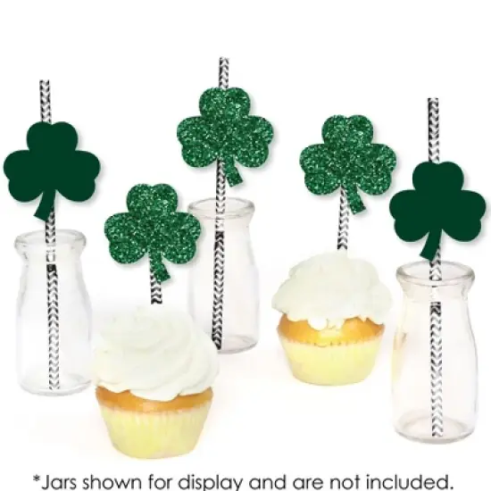 Big Dot of Happiness St. Patrick's Day Paper Straw Decor - Saint Patty's Day Party Striped Decorative Straws - Set of 24 image {3}