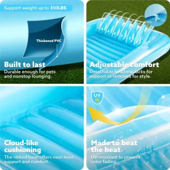 Sloosh Luxe Edition 85" Inflatable Suntan Tub Floating Pool Lounger Pool Tanning Pool Inflatable Tanning Bed for Adults image {4}