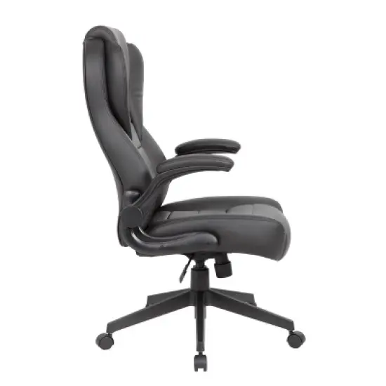 Executive High Back Leatherplus Flip Armchair Black - Boss Office Products image {3}