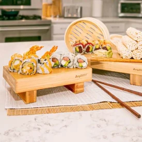 BergHOFF 13Pc Bamboo Set, Sushi Serving Trays, Steamers, Chopsticks image {4}