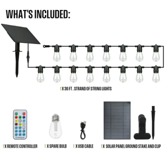 Westinghouse 36FT Solar RGBW String Light &ndash; 15 Bulbs image {1}