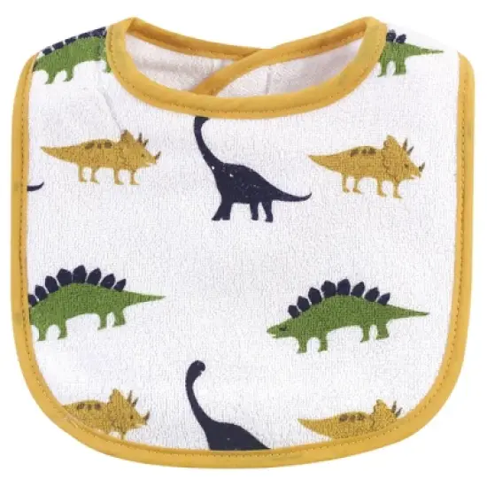 Hudson Baby Infant Boy Cotton Terry Bib and Burp Cloth Set 5pk, Messysaurus, One Size image {2}