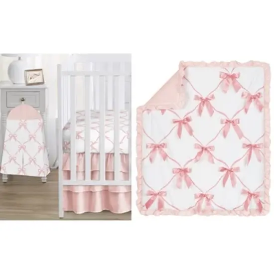 Sweet Jojo Designs Girl Baby Crib Bedding Set - Ballerina and Ballet Bows Pink and White 4pc image {6}