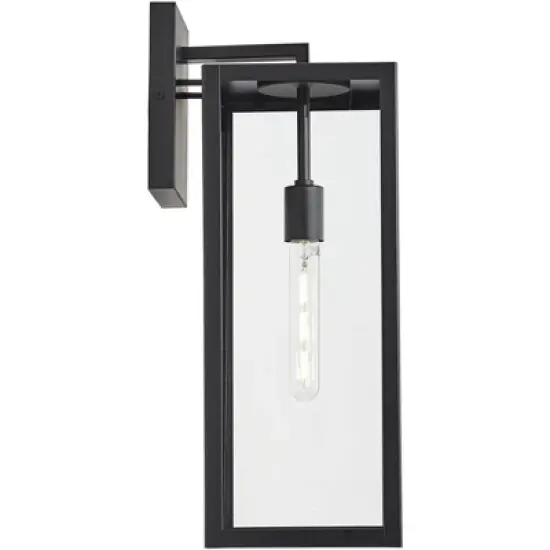 John Timberland Titan Modern Outdoor Wall Light Fixtures Set of 2 Mystic Black Rectangular Frame 20" Clear Glass for Post Exterior Barn image {7}