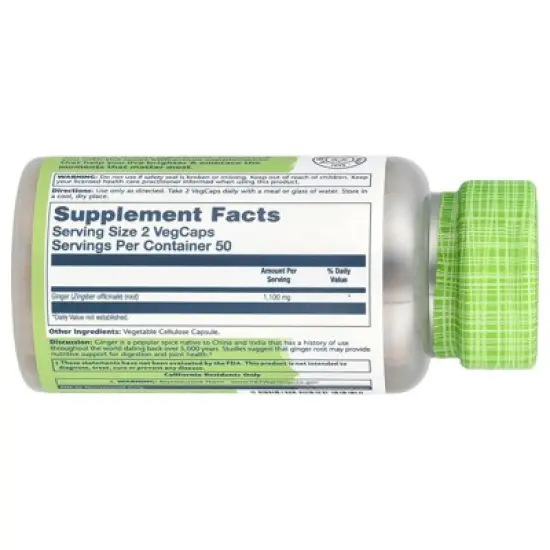 Solaray True Herbs, Ginger, 100 VegCaps (550 mg per Capsule) image {1}