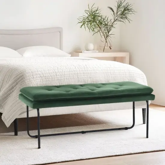 Nano 48" Upholstered Modern Double Layered Cushion Bedroom Bench - The Pop Maison image {10}