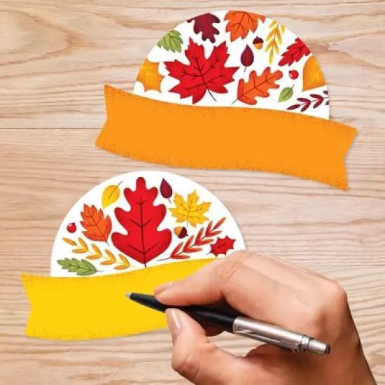 Big Dot of Happiness Fall Leaves - DIY Blank Paper Desk or Locker Labels - Classroom Name Tags - Set of 32 image {7}
