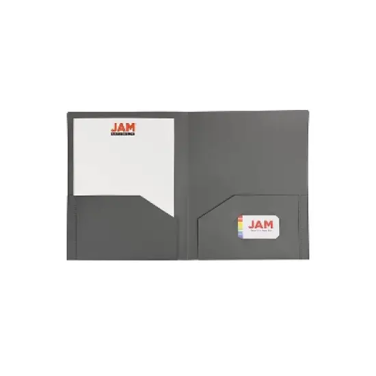 JAM Paper Heavy Duty 2-Pocket School Folders Grey 6/Pack (383HGYA) image {2}
